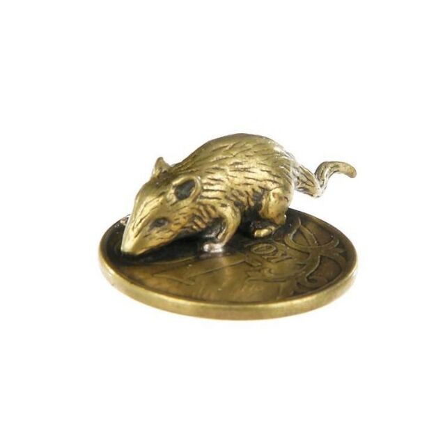 Wallet mouse amulet with a coin for good luck in money matters